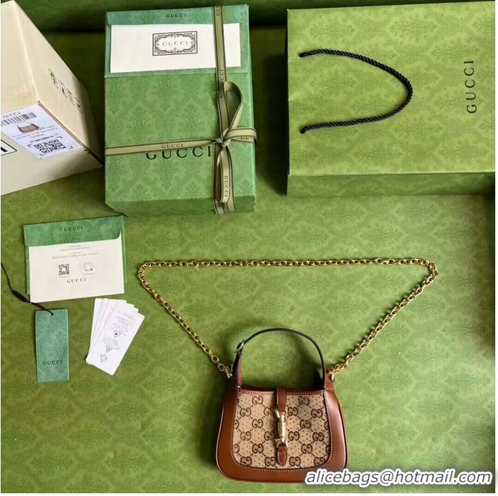 Gucci Jackie 1961 mini crystal GG lizard hobo bag 637091 Brown