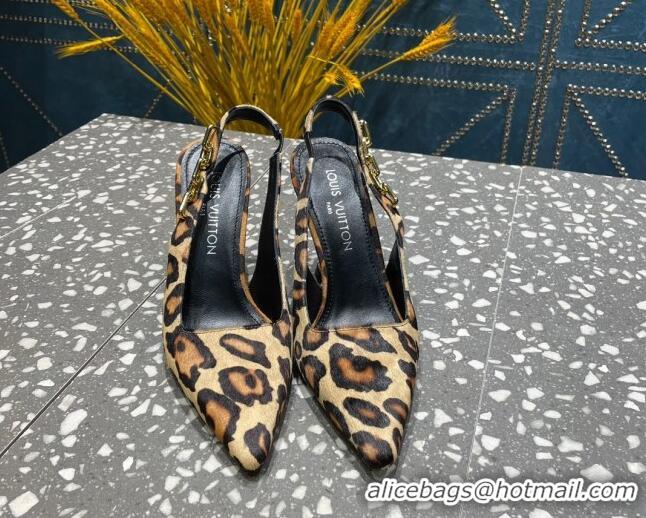 Perfect Louis Vuitton Sparkle Leopard Print Slingback Sandals with Chain 9.5cm 020910