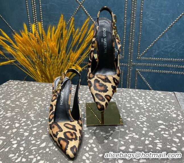 Perfect Louis Vuitton Sparkle Leopard Print Slingback Sandals with Chain 9.5cm 020910