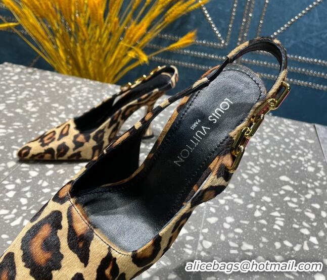 Perfect Louis Vuitton Sparkle Leopard Print Slingback Sandals with Chain 9.5cm 020910