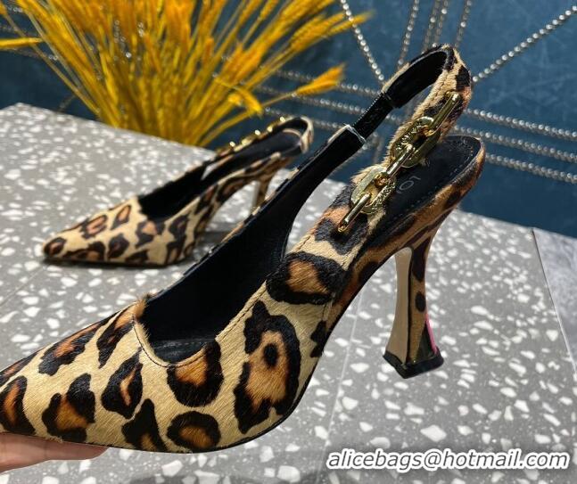 Perfect Louis Vuitton Sparkle Leopard Print Slingback Sandals with Chain 9.5cm 020910