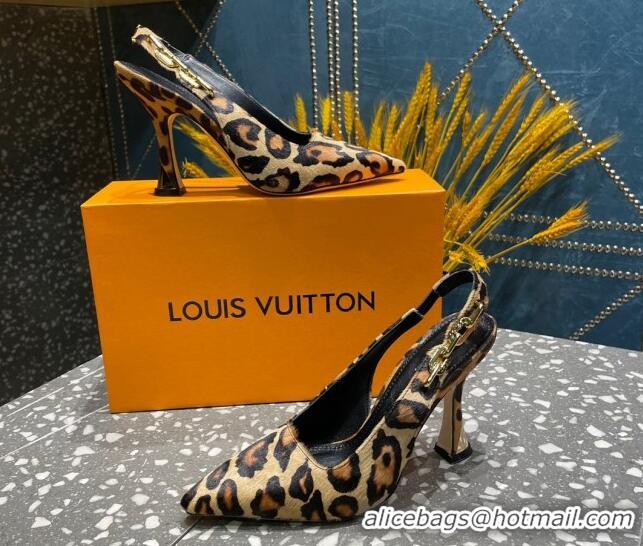 Perfect Louis Vuitton Sparkle Leopard Print Slingback Sandals with Chain 9.5cm 020910