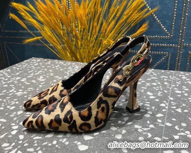 Perfect Louis Vuitton Sparkle Leopard Print Slingback Sandals with Chain 9.5cm 020910