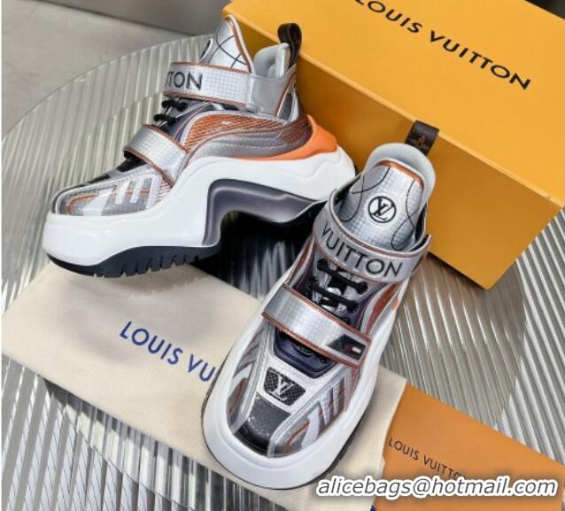 Luxury Louis Vuitton Lv Archlight 2.0 PVC Platform Sneakers Silver/Orange 022435