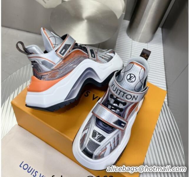 Luxury Louis Vuitton Lv Archlight 2.0 PVC Platform Sneakers Silver/Orange 022435