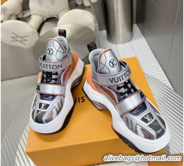 Luxury Louis Vuitton Lv Archlight 2.0 PVC Platform Sneakers Silver/Orange 022435