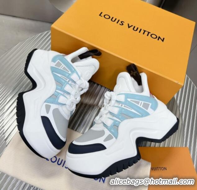 Stylish Louis Vuitton Lv Archlight 2.0 Platform Sneakers in Blue Leather and Fabric 022437