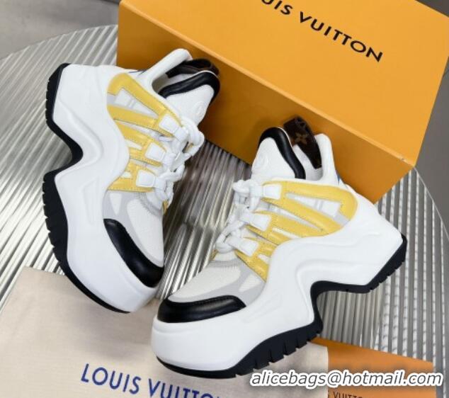 Good Quality Louis Vuitton Lv Archlight 2.0 Platform Sneakers in Yellow Leather and Fabric 022438