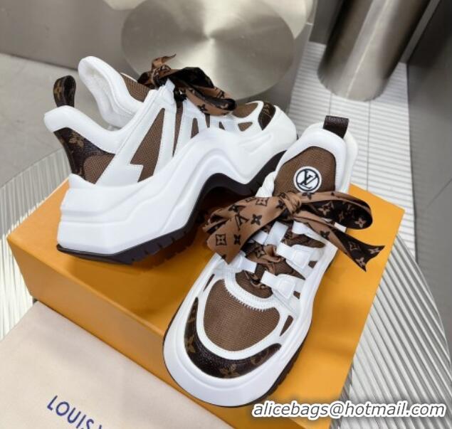 Sophisticated Louis Vuitton Lv Archlight 2.0 Platform Sneakers with Lace Brown/White 022441