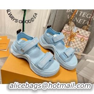 Hot Style Louis Vuitton LV Archlight Flat Sandals in Mesh and Leather Light Blue 022444