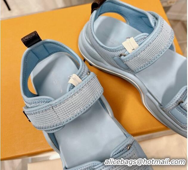 Hot Style Louis Vuitton LV Archlight Flat Sandals in Mesh and Leather Light Blue 022444