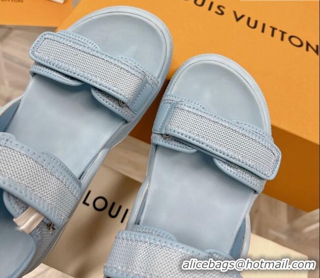 Hot Style Louis Vuitton LV Archlight Flat Sandals in Mesh and Leather Light Blue 022444