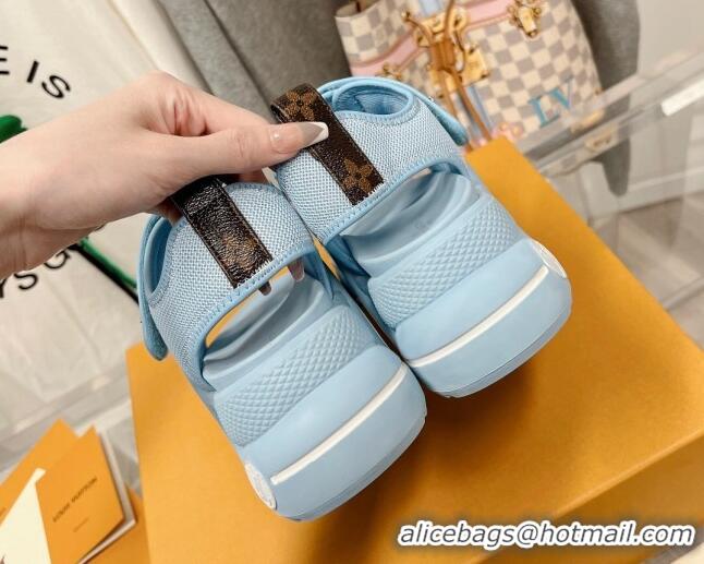 Hot Style Louis Vuitton LV Archlight Flat Sandals in Mesh and Leather Light Blue 022444