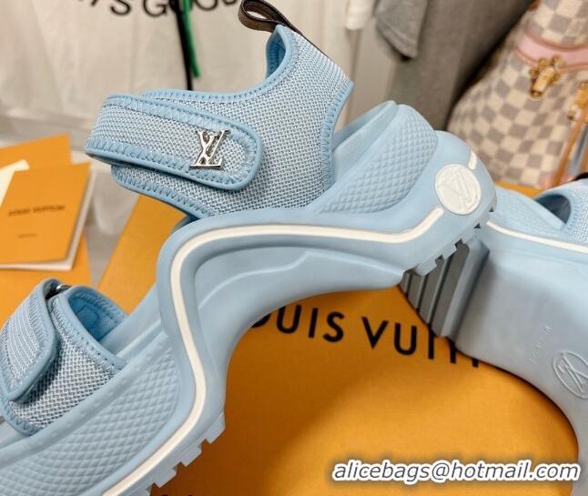 Hot Style Louis Vuitton LV Archlight Flat Sandals in Mesh and Leather Light Blue 022444