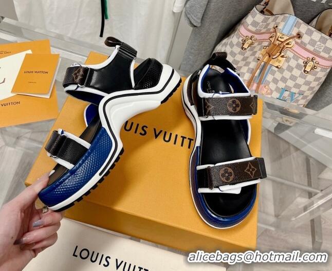 Shop Duplicate Louis Vuitton LV Archlight Flat Sandals Monogram Canvas/Blue 022445