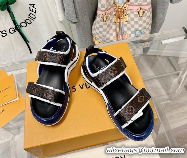 Shop Duplicate Louis Vuitton LV Archlight Flat Sandals Monogram Canvas/Blue 022445