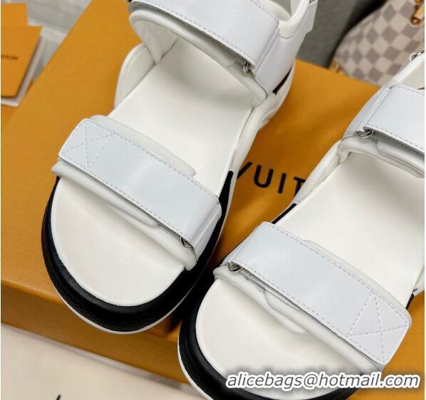 Low Price Louis Vuitton LV Archlight Flat Sandals in White Leather 022447