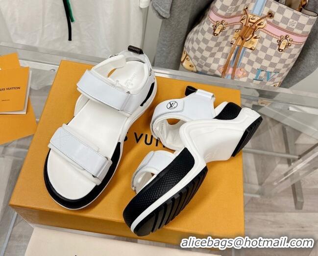 Low Price Louis Vuitton LV Archlight Flat Sandals in White Leather 022447