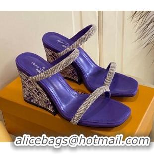 Charming Louis Vuitton Appeal Wedge Slide Sandals 9.5cm Purple 022869