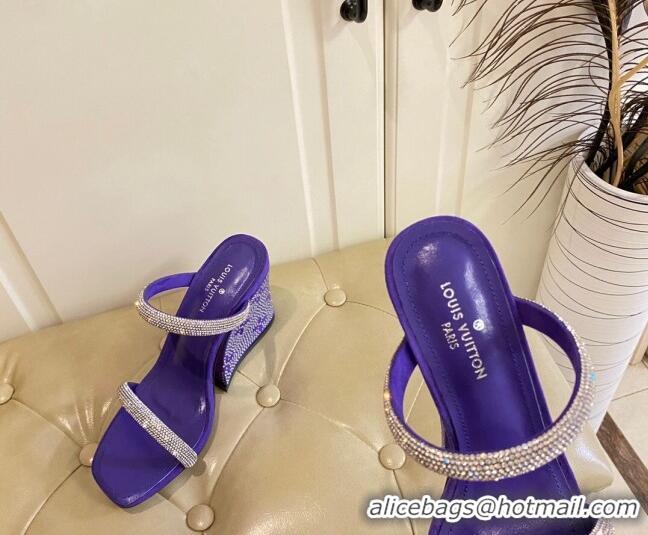 Charming Louis Vuitton Appeal Wedge Slide Sandals 9.5cm Purple 022869