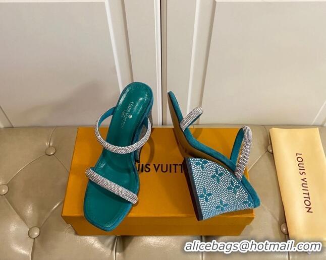 Luxury Louis Vuitton Appeal Wedge Slide Sandals 9.5cm Peacock Green 022870