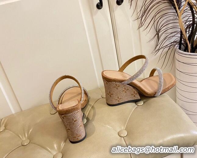 Good Product Louis Vuitton Appeal Wedge Slide Sandals 9.5cm Beige 022871