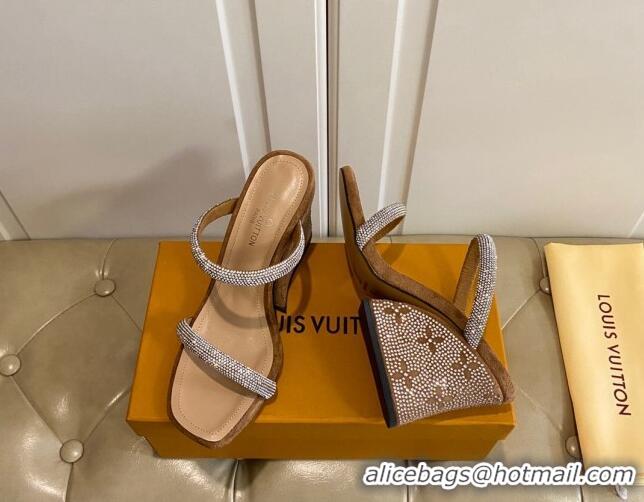 Good Product Louis Vuitton Appeal Wedge Slide Sandals 9.5cm Beige 022871