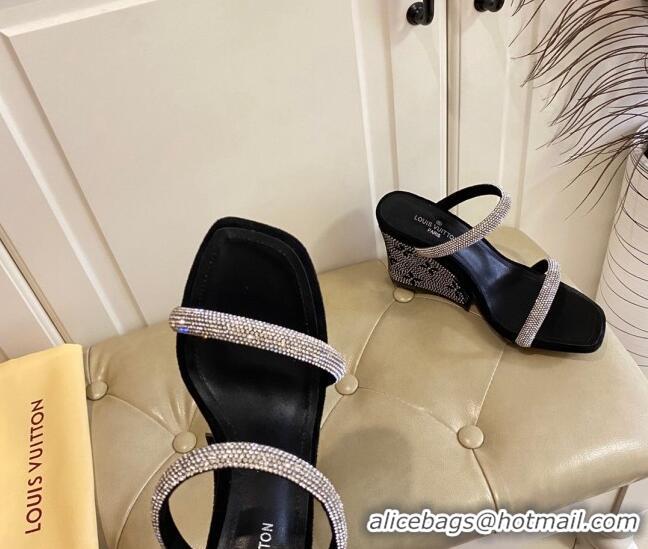 Purchase Louis Vuitton Appeal Wedge Slide Sandals 9.5cm Black 022872