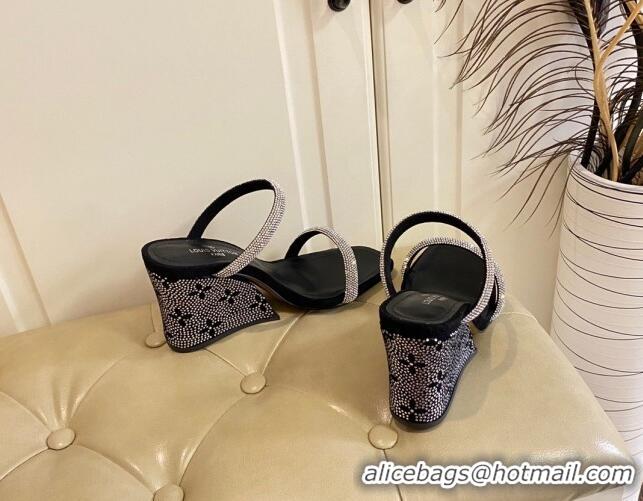 Purchase Louis Vuitton Appeal Wedge Slide Sandals 9.5cm Black 022872