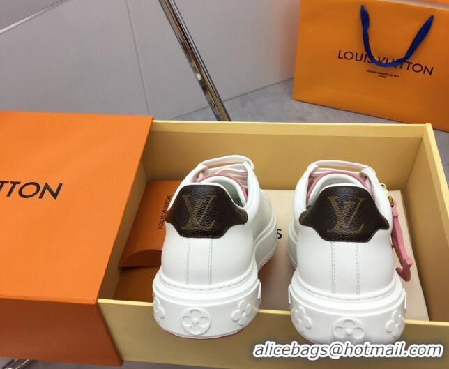 Hot Style Louis Vuitton Time Out Sneaker in Calf Leather with LV Charm White/Pink 022875