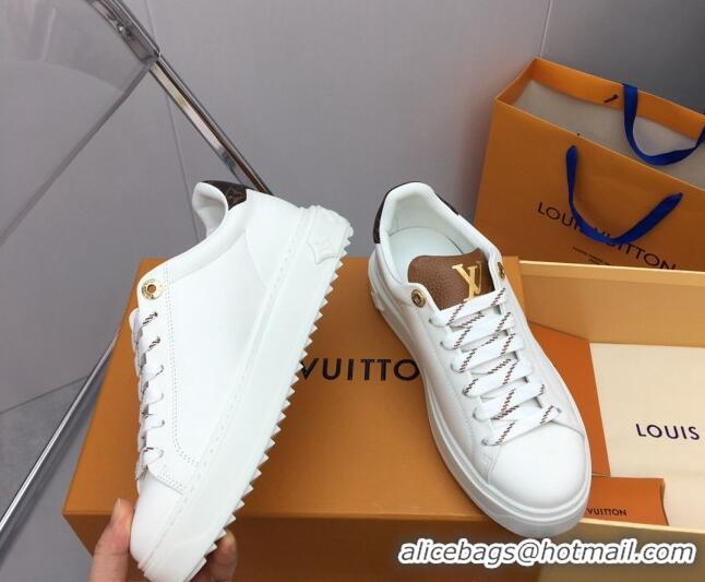 Sophisticated Louis Vuitton Time Out Sneaker in Calf Leather with LV Charm White/Brown 022877