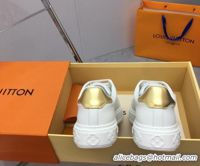 Good Product Louis Vuitton Time Out Sneaker in White Leather with Crystal LV Gold 3022882