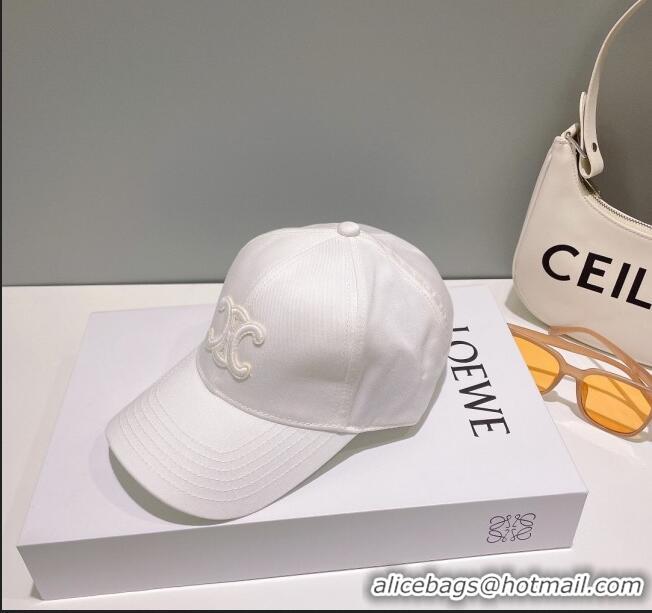 Buy Cheapest Celine Baseball Hat C42806 White 2023