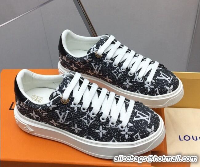 Stylish Louis Vuitton Time Out Sneaker in Grey Monogram Denim 022885