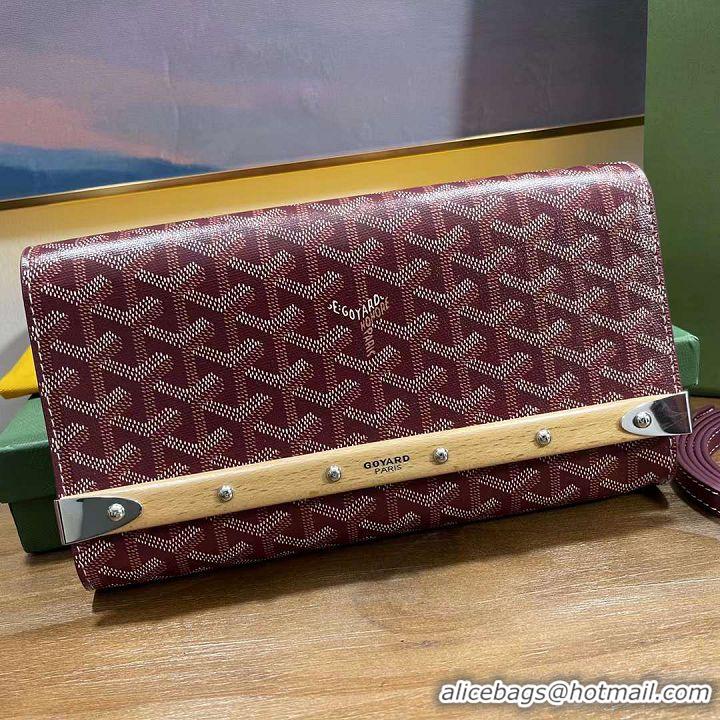 Inexpensive Goyard Original Monte-Carlo Clutch With Leather Strap 8981 Bungundy