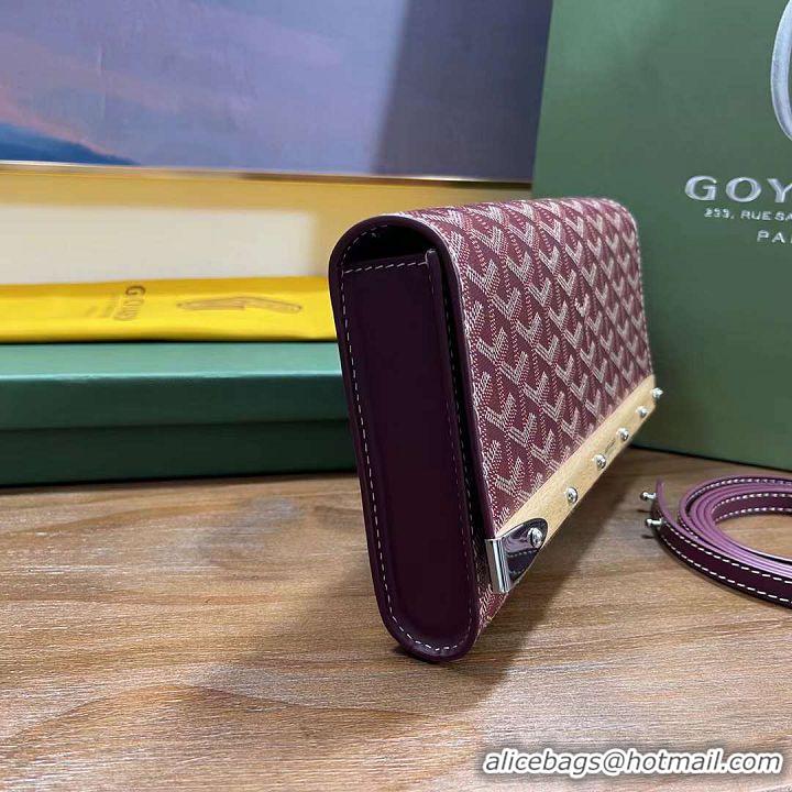 Inexpensive Goyard Original Monte-Carlo Clutch With Leather Strap 8981 Bungundy