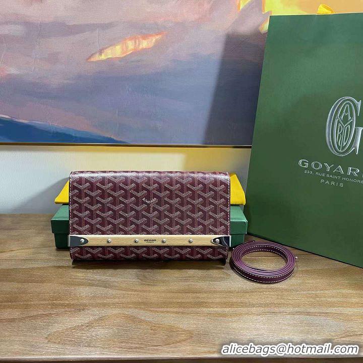 Inexpensive Goyard Original Monte-Carlo Clutch With Leather Strap 8981 Bungundy