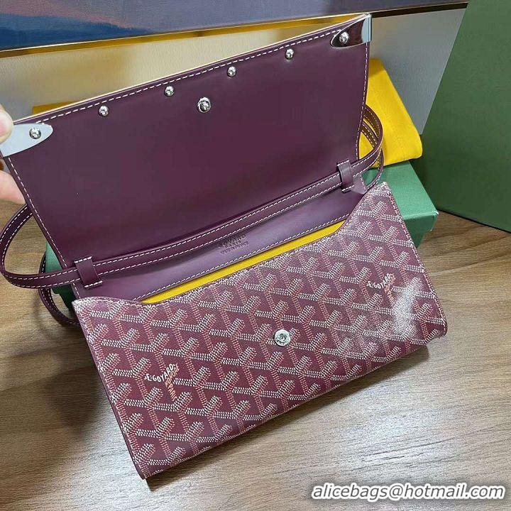 Inexpensive Goyard Original Monte-Carlo Clutch With Leather Strap 8981 Bungundy