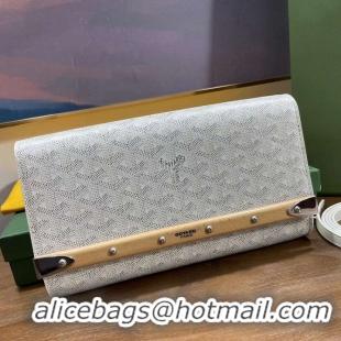 New Stylish Goyard Original Monte-Carlo Clutch With Leather Strap 8981 White