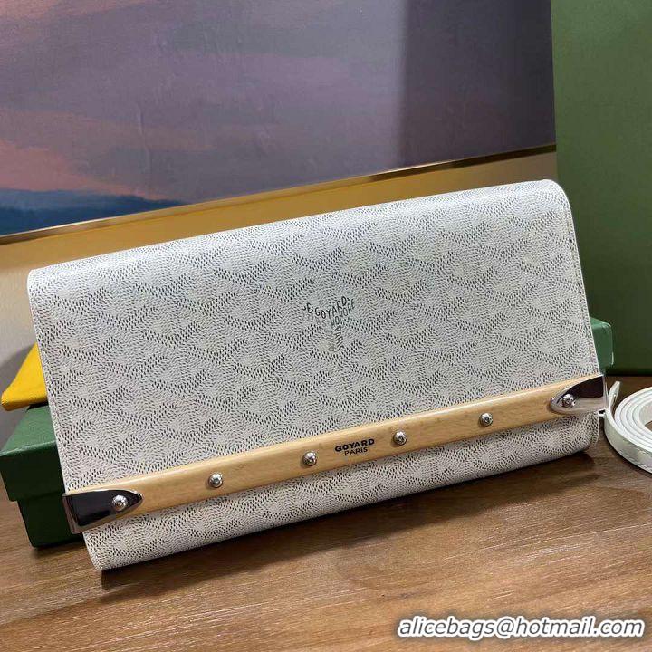 New Stylish Goyard Original Monte-Carlo Clutch With Leather Strap 8981 White