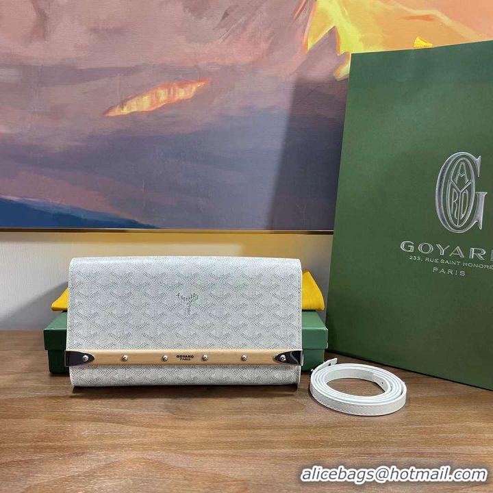 New Stylish Goyard Original Monte-Carlo Clutch With Leather Strap 8981 White