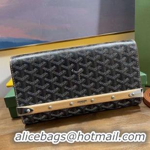 Newly Launched Goyard Original Monte-Carlo Clutch With Leather Strap 8981 Black And Tan