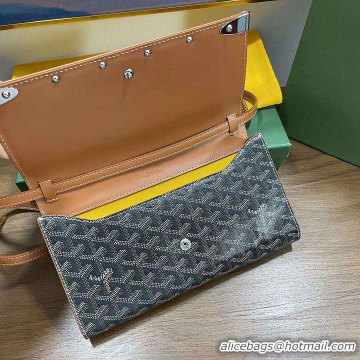 Newly Launched Goyard Original Monte-Carlo Clutch With Leather Strap 8981 Black And Tan