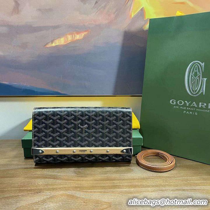 Newly Launched Goyard Original Monte-Carlo Clutch With Leather Strap 8981 Black And Tan