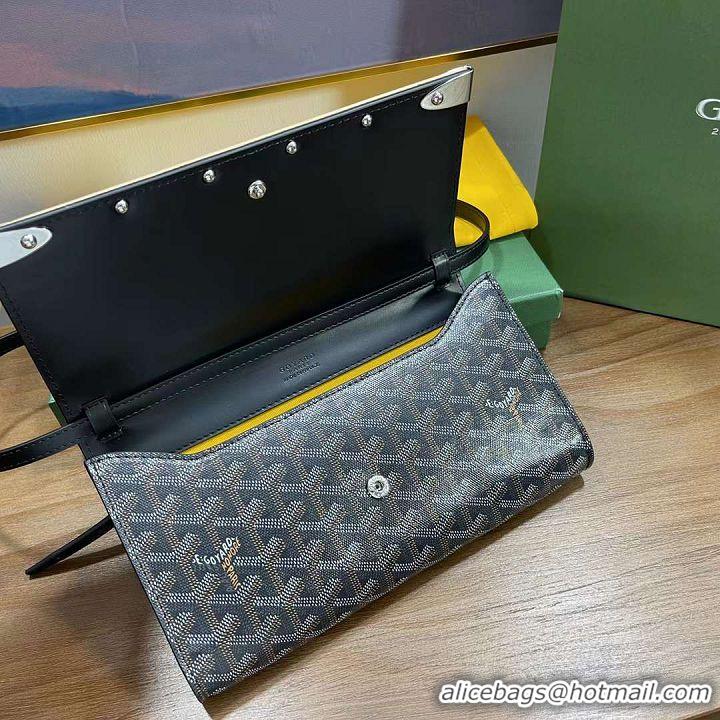 Low Cost Goyard Original Monte-Carlo Clutch With Leather Strap 8981 Black