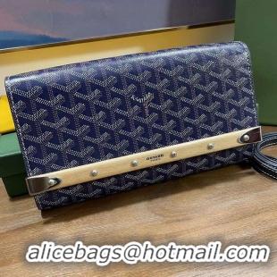 Discount Goyard Original Monte-Carlo Clutch With Leather Strap 8981 Navy Blue