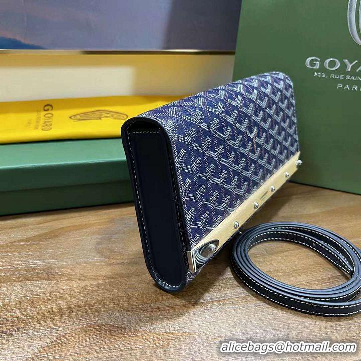 Discount Goyard Original Monte-Carlo Clutch With Leather Strap 8981 Navy Blue