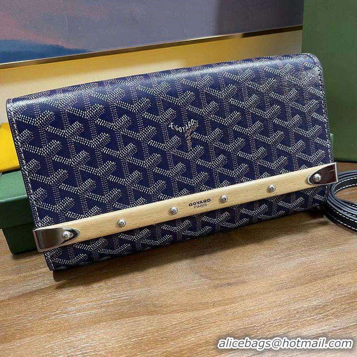 Discount Goyard Original Monte-Carlo Clutch With Leather Strap 8981 Navy Blue