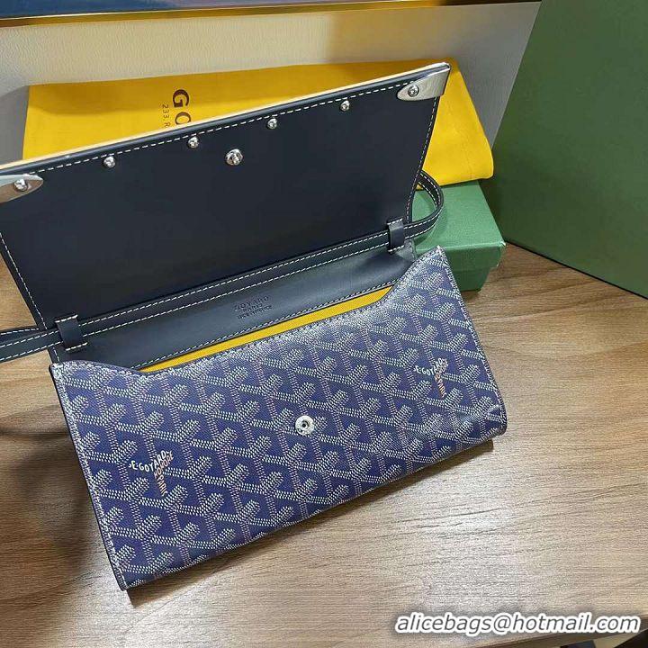 Discount Goyard Original Monte-Carlo Clutch With Leather Strap 8981 Navy Blue