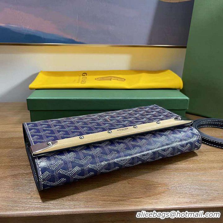 Discount Goyard Original Monte-Carlo Clutch With Leather Strap 8981 Navy Blue